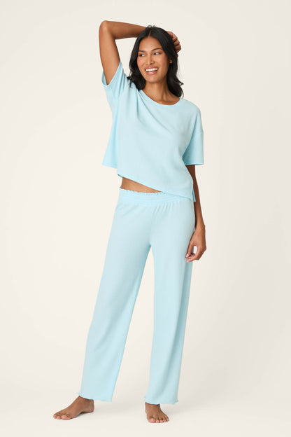 Weekend Waffles Crystal Blue Cropped Pajama Pants