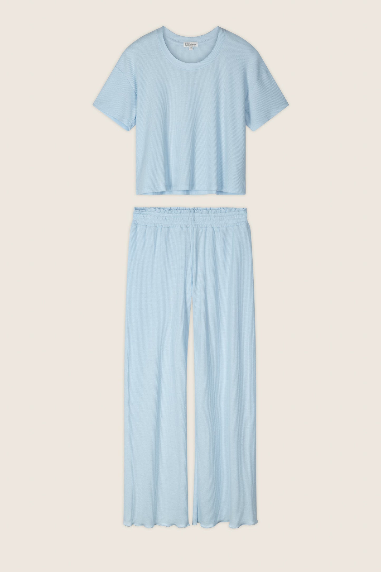 Weekend Waffles Crystal Blue Cropped PJ Set
