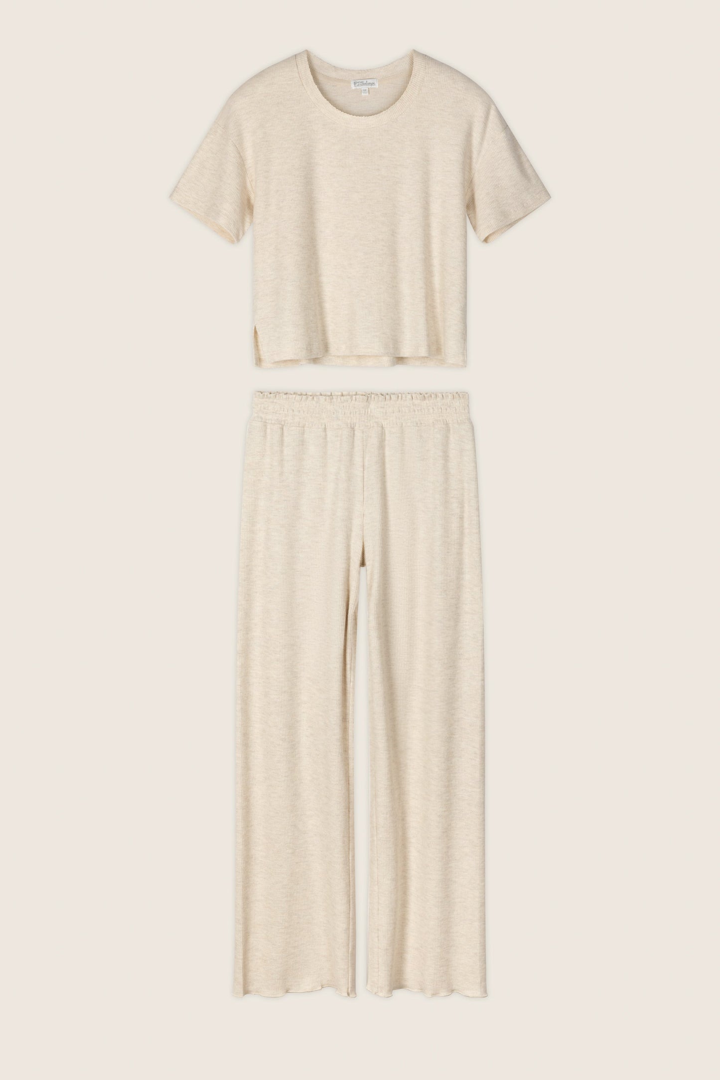 Weekend Waffles Light Oatmeal Cropped PJ Set