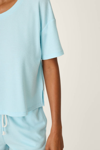 Weekend Waffles Crystal Blue Short Sleeve Top