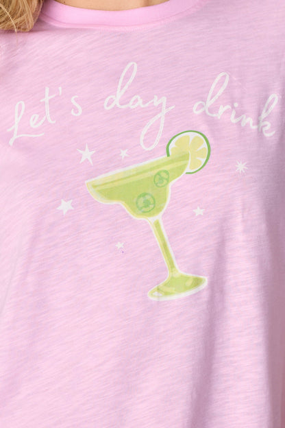 Softee "Let's Day Drink" Graphic Print Short PJ Set