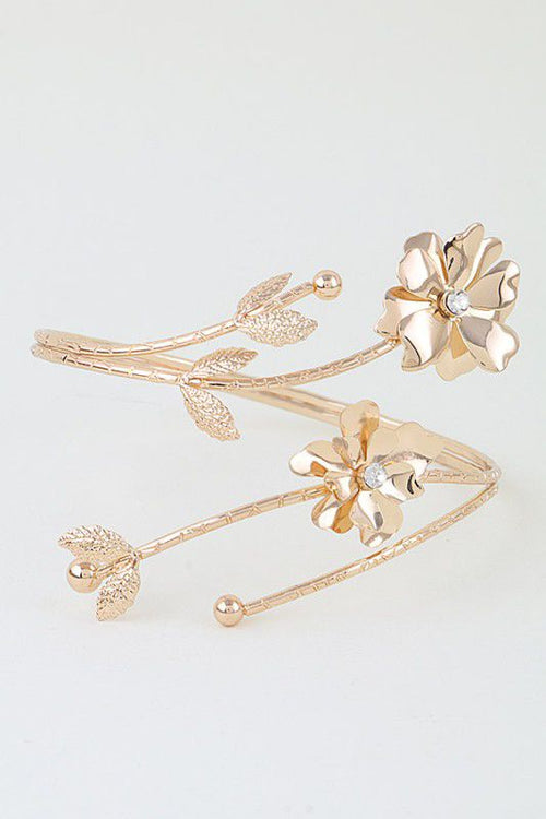 Golden Bloom Sculpted Arm Cuff- Gold Clear
