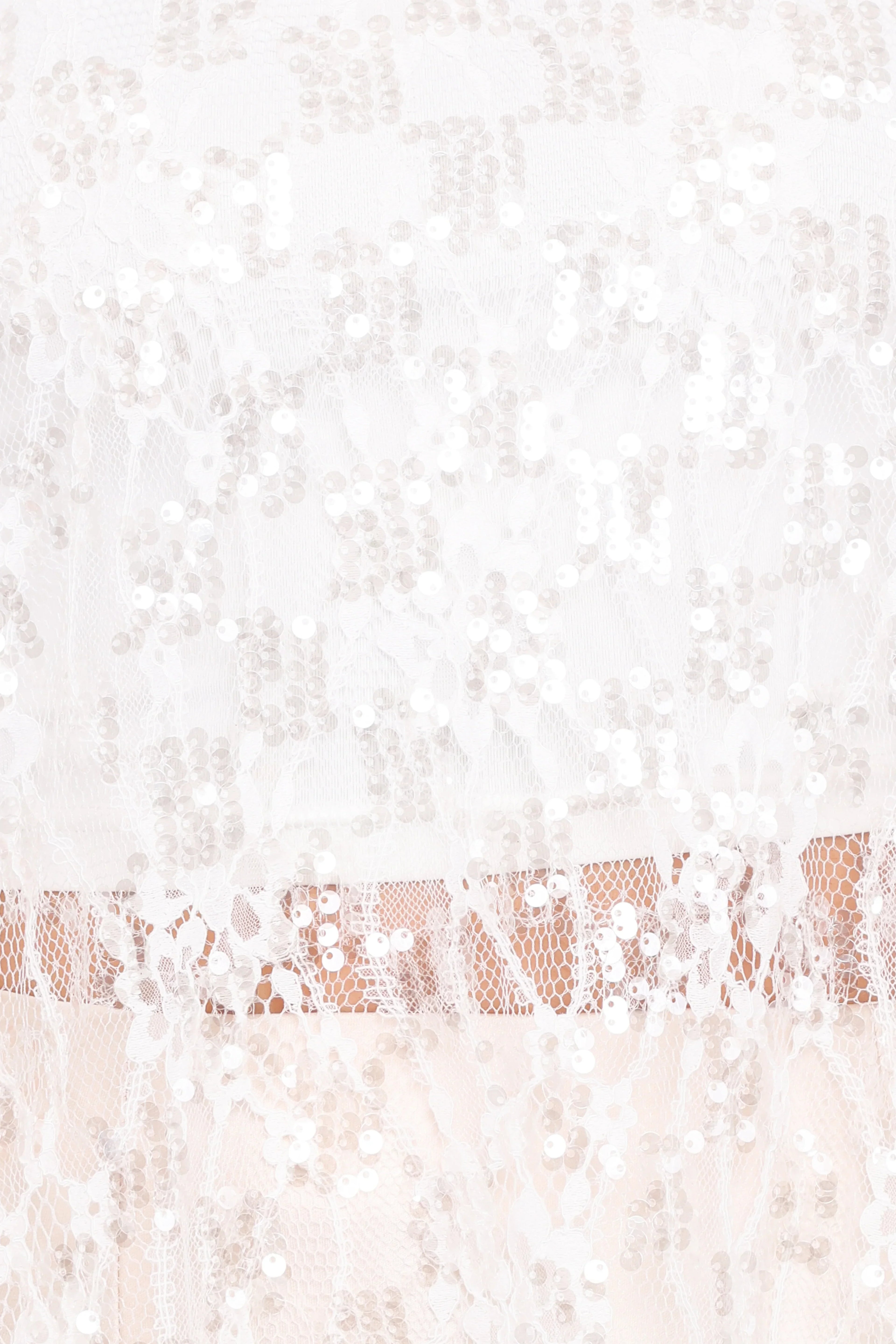 Yonder Sheer Lace Tee Top - White