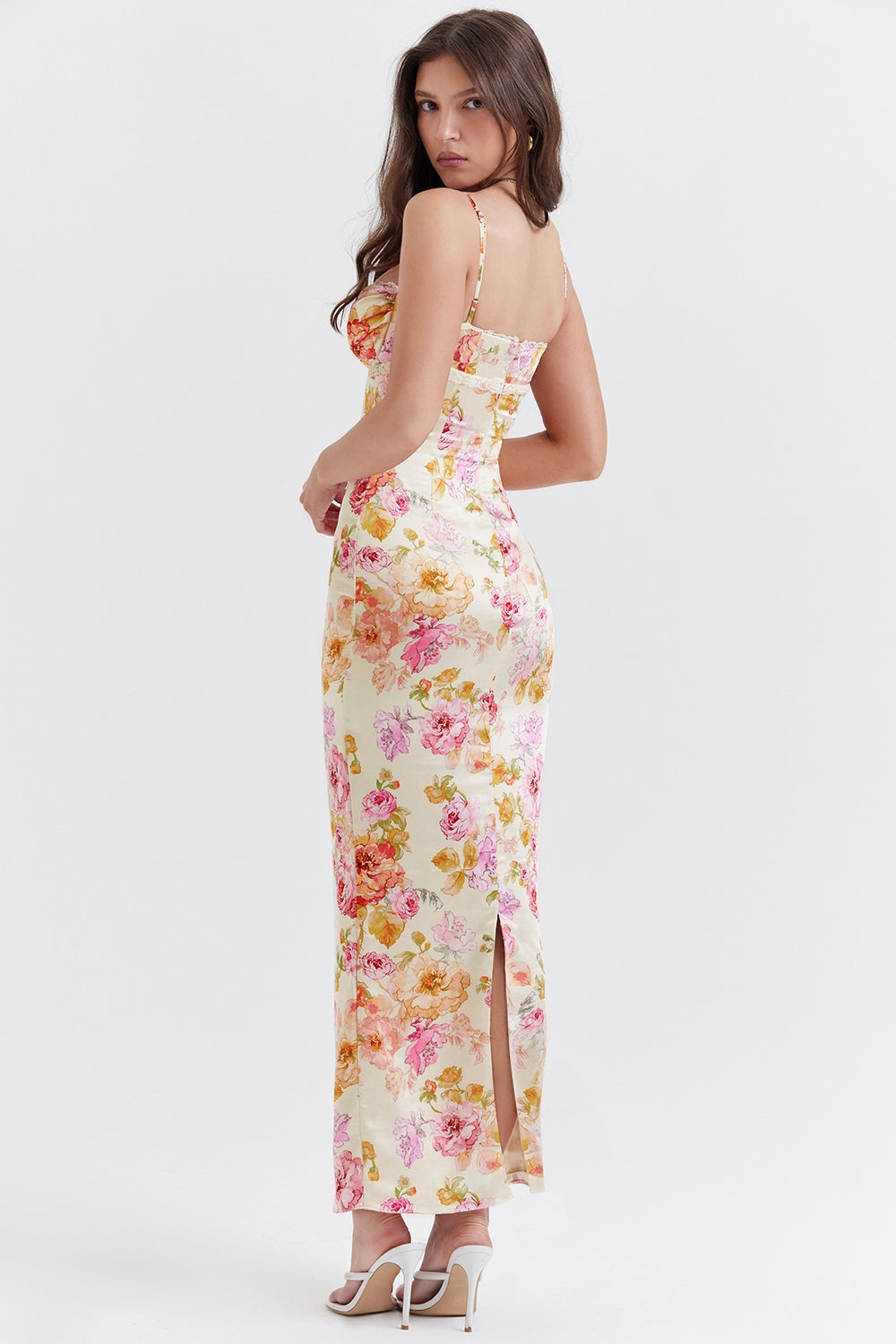 ivory floral maxi dress