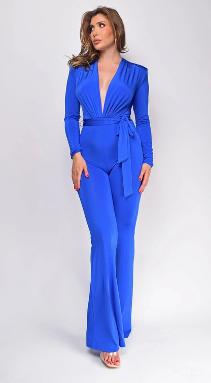 All Yours Blue Jumpsuit with Stretch & Flared Leg