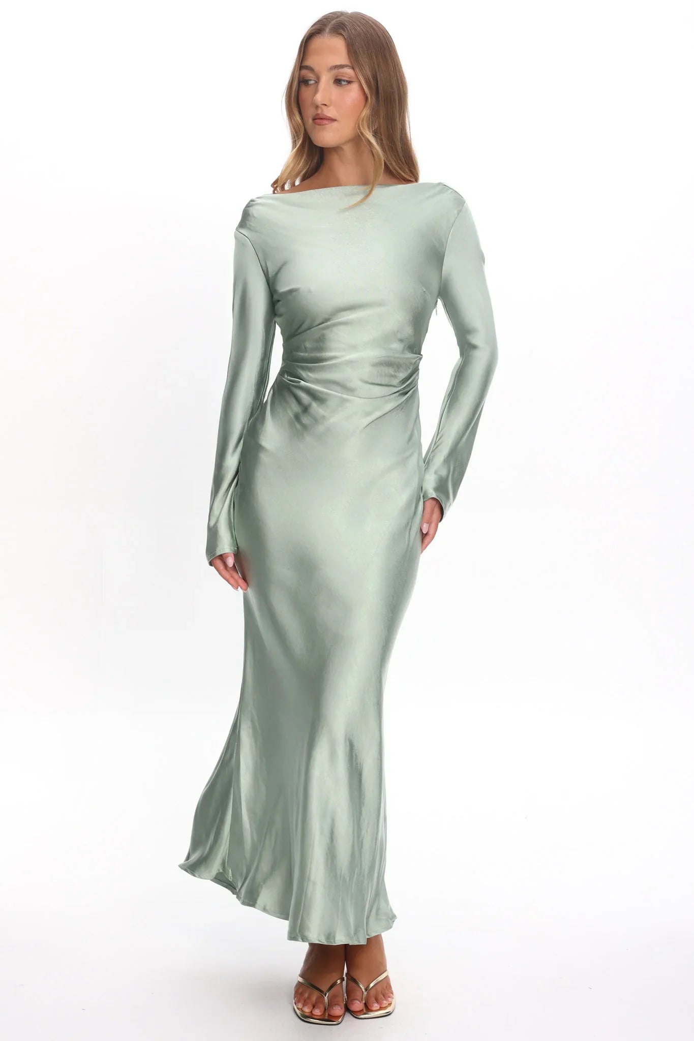 Loveland Cowl Back Midi Dress Sage