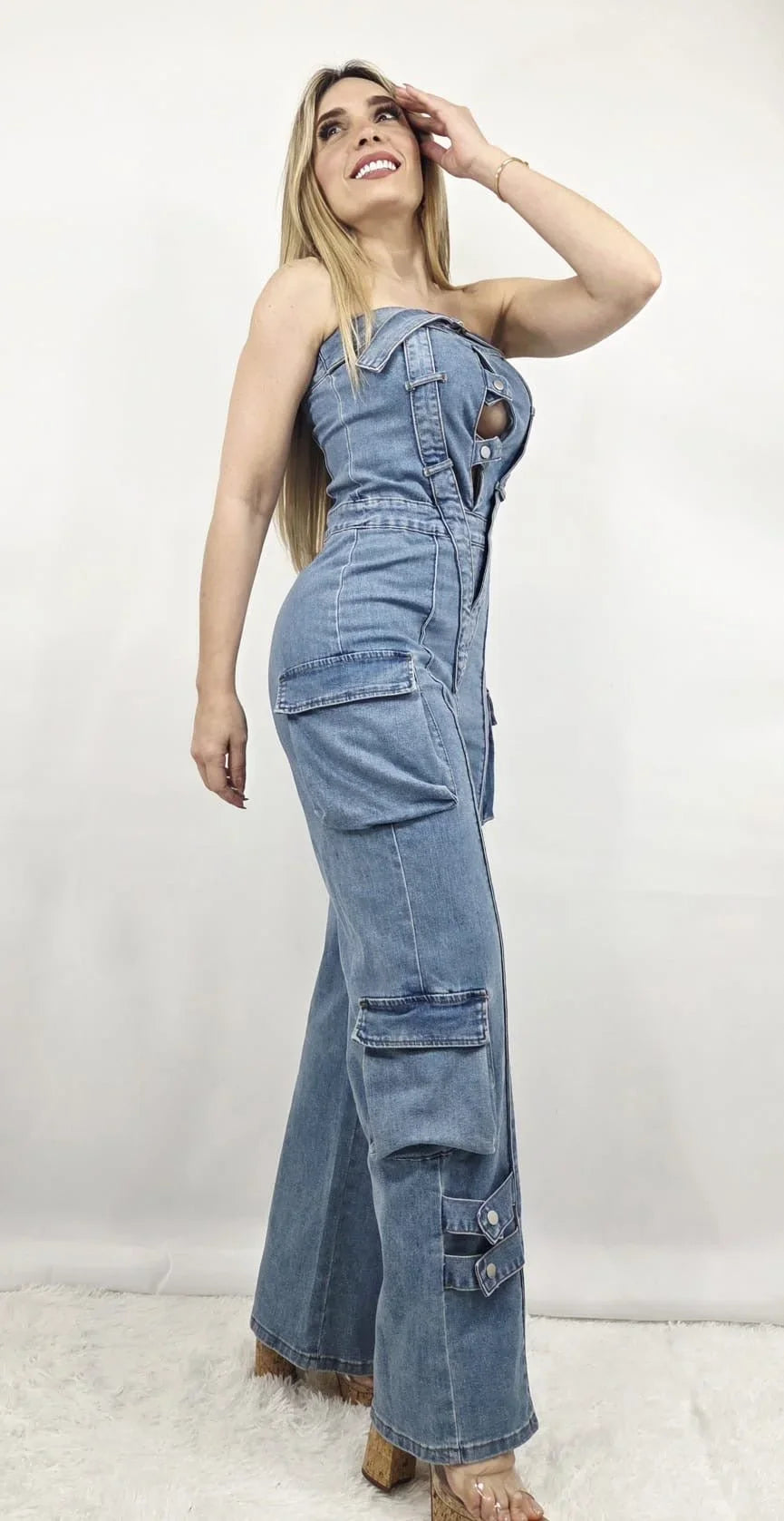 Buckle Up Strapless Jumpsuit