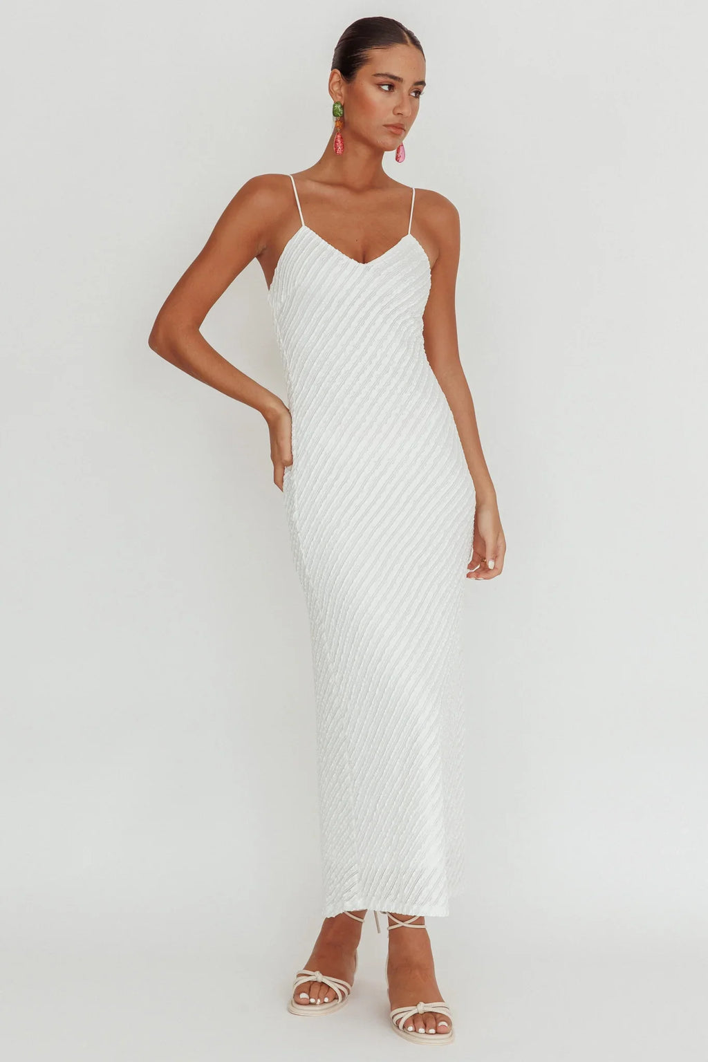 Stasi Textured Maxi Dress White