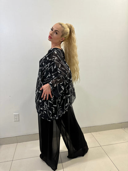 Comodo silky Palazzo Pants (Black)