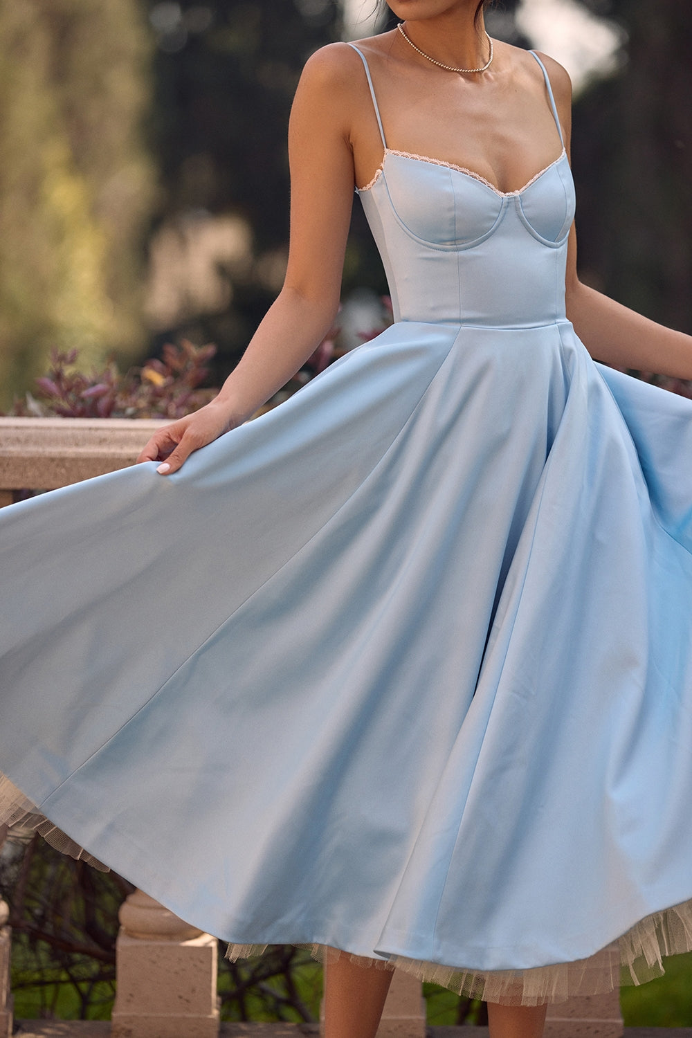 cinderella blue tulle midi dress