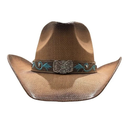 Desert Bloom Western Cowboy Hat with Turquoise Embroidery