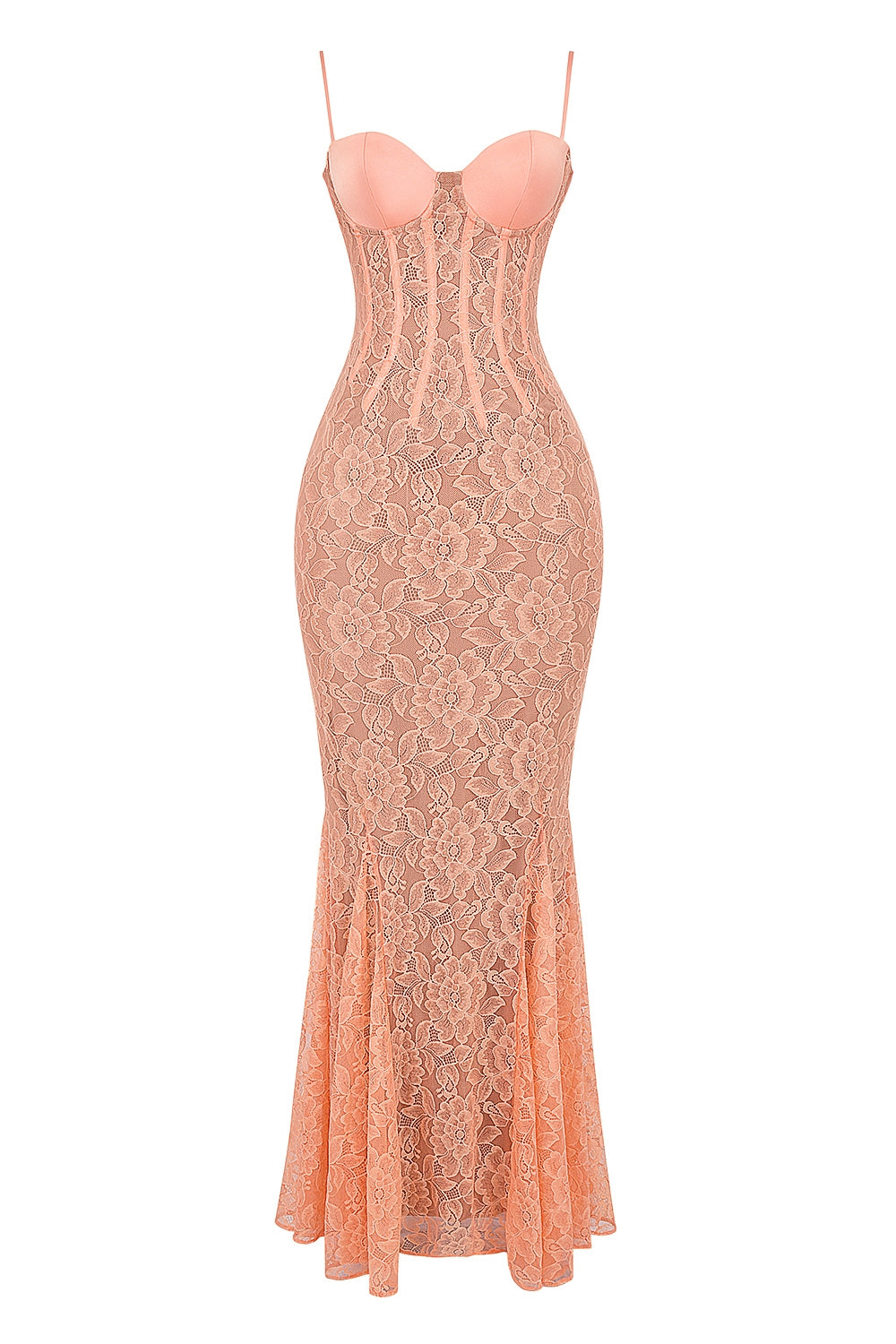 sorbet lace godet maxi dress
