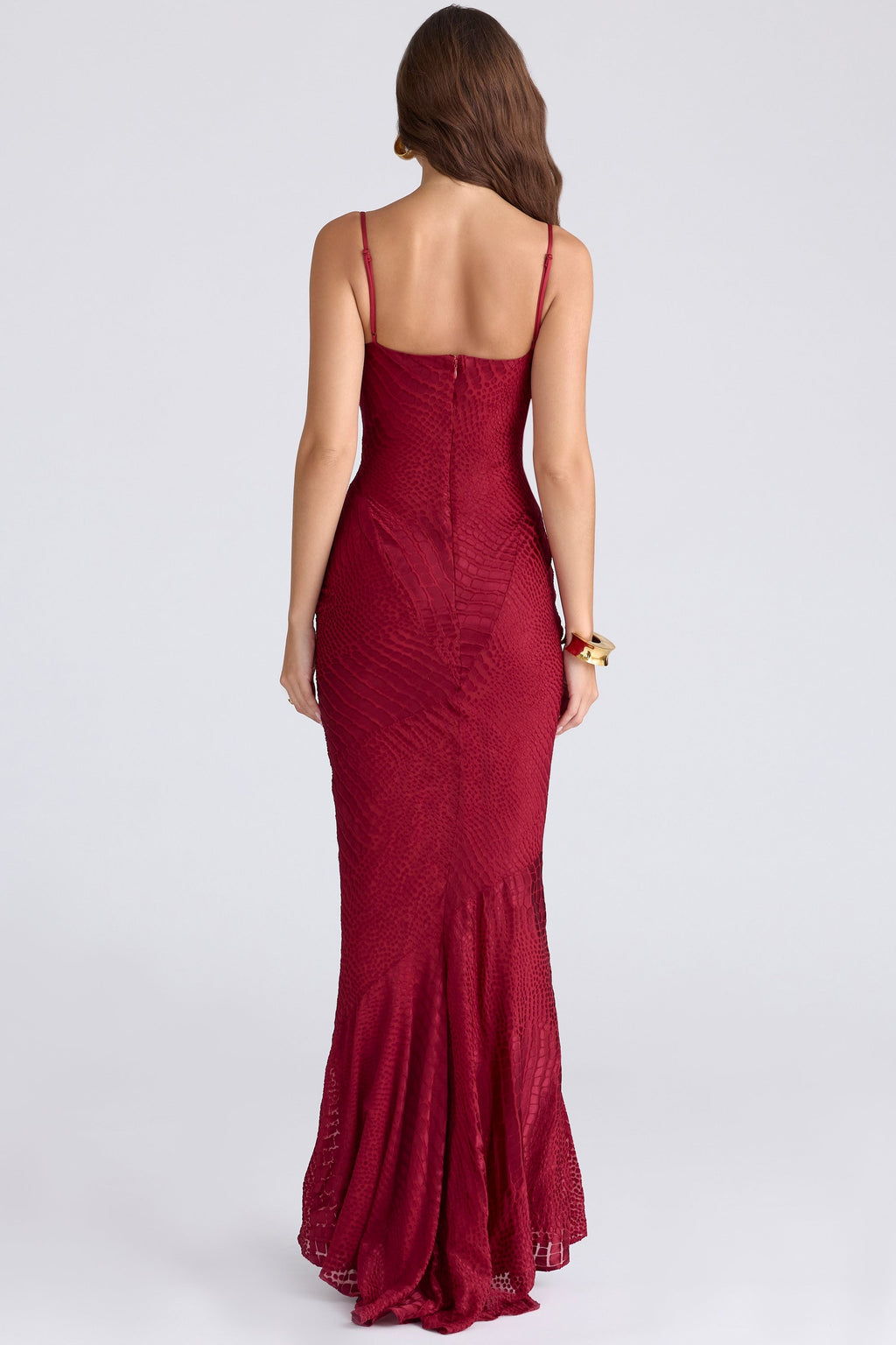 deep red devoré satin maxi gown - limited edition