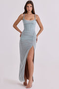 baby blue lace mesh maxi dress