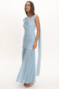 Rosellea Draped Shoulder Maxi Dress Blue