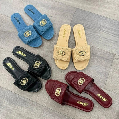 Kendry Charm Slip-On Sandals Burgundy