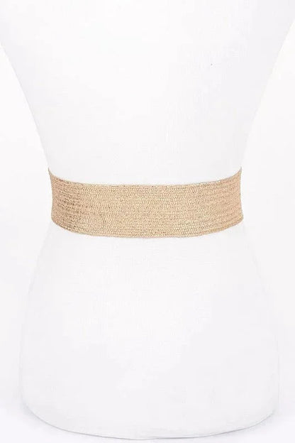 Elegance Bloom Metallic Stretch Belt - Gold
