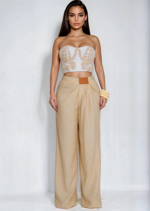 Golden Hour Muse Pant Set- White/Sand
