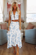 Azure Skies Maxi Skirt - White and Blue