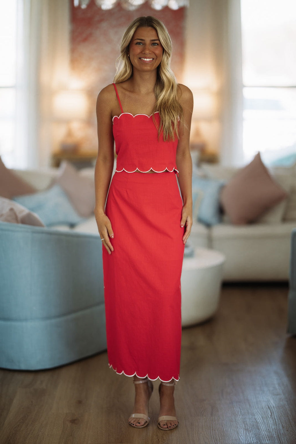 Scarlet Scallop Top  - Red