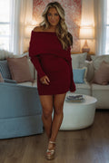 Warm Your Heart Sweater Dress - Burgundy