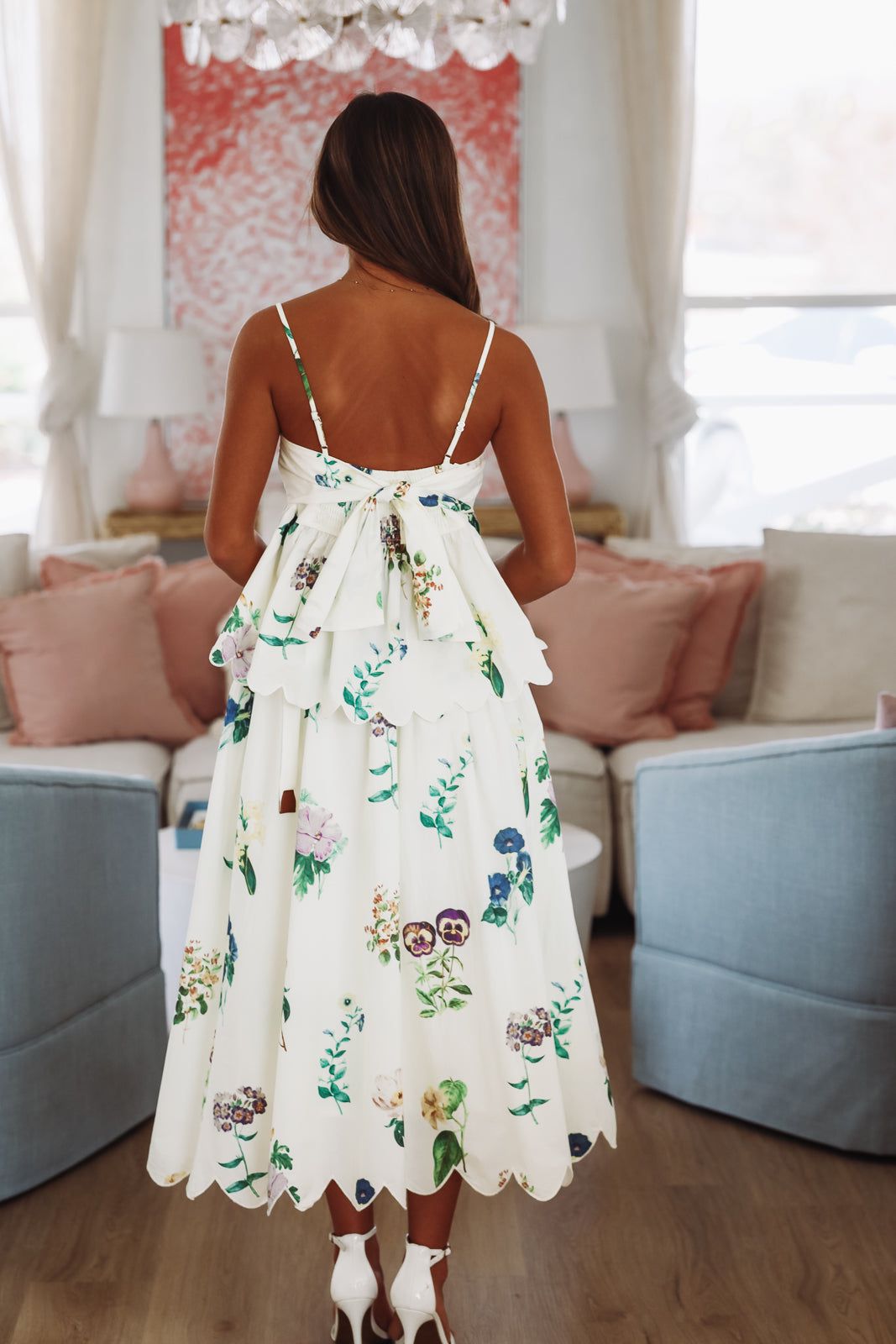 Palm Paradise Midi Skirt - Ivory, Green and Purple