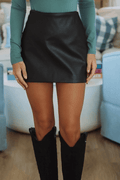 Fierce Mode Vegan Leather Mini Skirt - Black