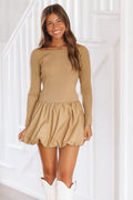 Popping Bubbles Mini Dress - Taupe