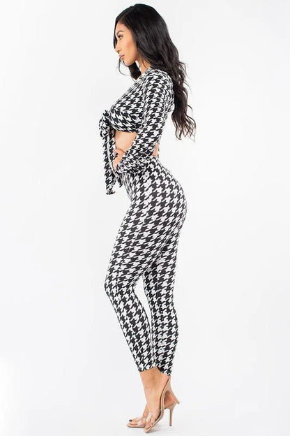 I Said So Pant Set with Houndstooth Print
