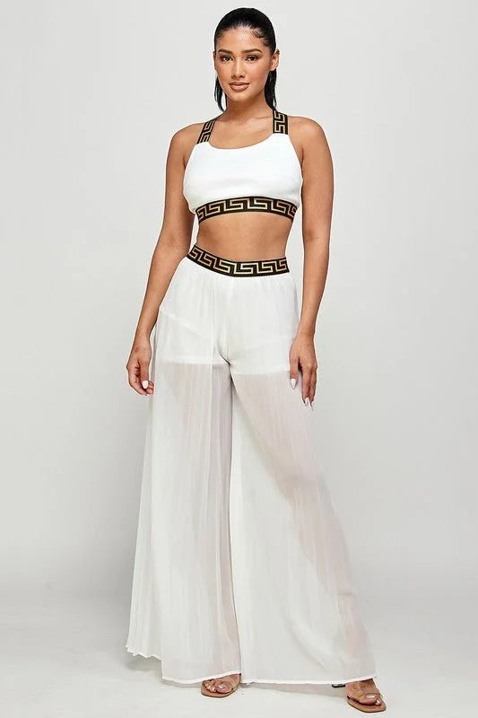 Kalira Palazzo Pants Set white