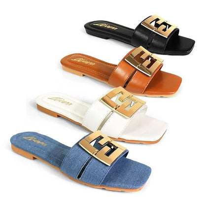 Kyra Signature Flat Sandals White
