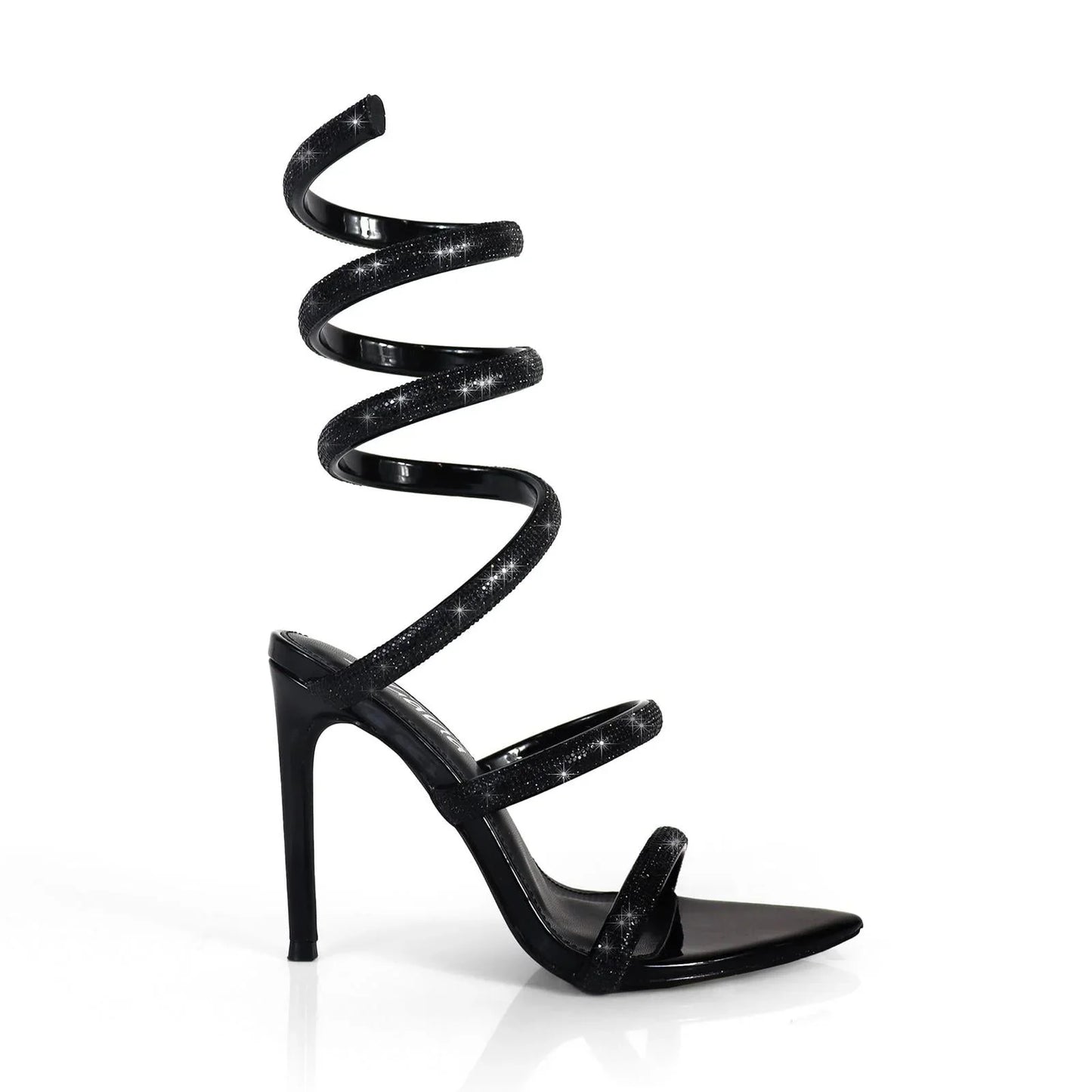 Laurent Rhinestone Spiral Heels Black