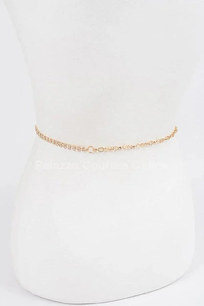 CG Logo Rhinestone Dainty Chain Belt (Gold)
