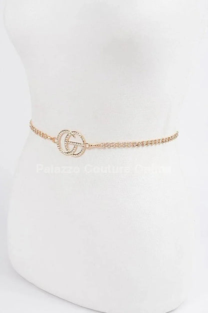 CG Logo Rhinestone Dainty Chain Belt (Gold)