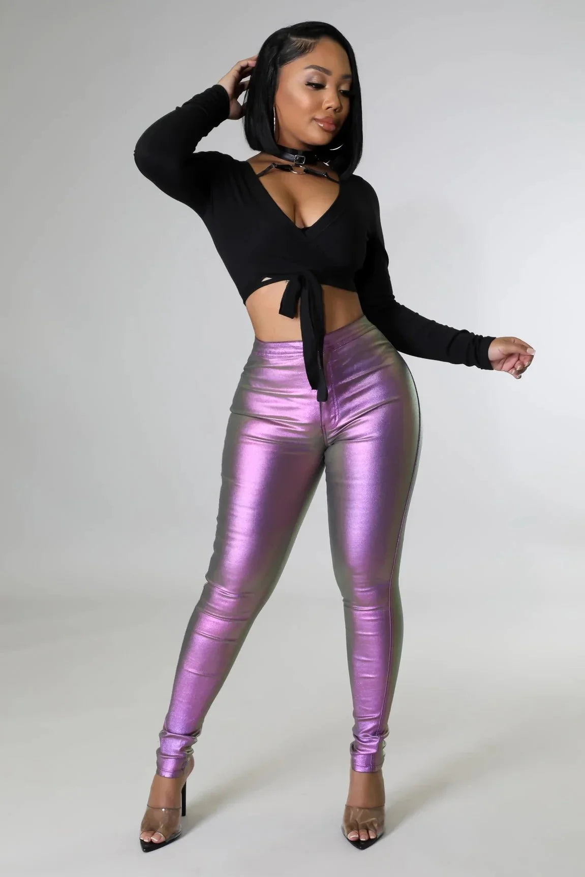 Expensive Views Anny Metallic Purple Pants