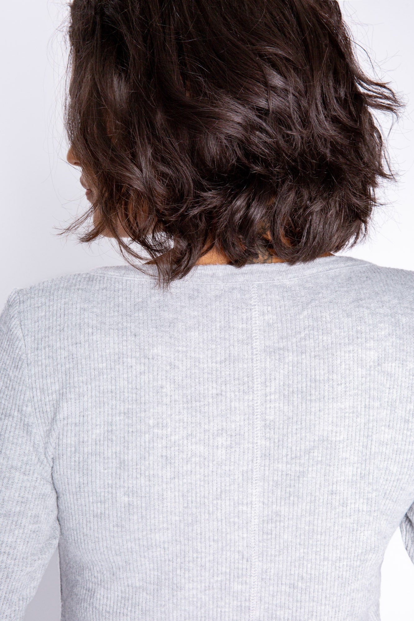 Textured Essentials Heather Grey Long Sleeve Top