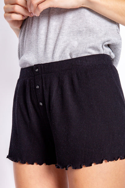 Textured Essentials Black Shorts