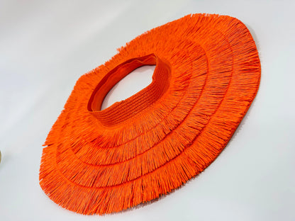 Fringe Straw Sun Hat in Orange – Vacation Vibes Style